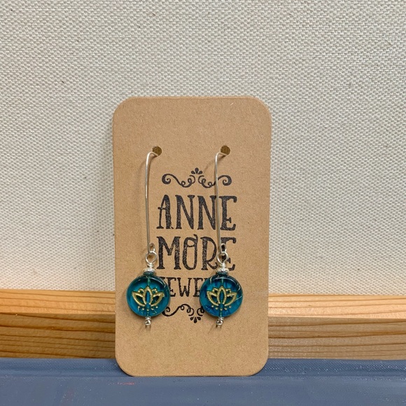 Blue Lotus Earrings Sterling Silver by Anne More Jewelry NWT - Picture 6 of 7